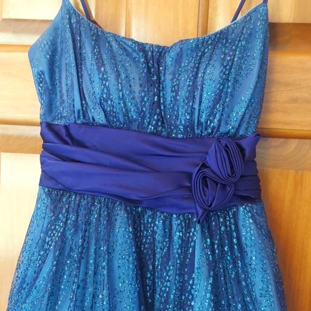 * B. Smart Spaghetti Strap Sparkly Periwinkle Formal Dance Dress, 9 Juniors, EUC